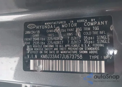 2018 Hyundai Tucson Sel из США, поврежденный, VIN KM8J33A47JU673758